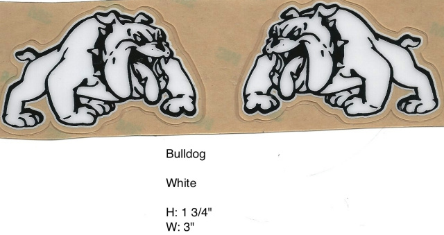 Bulldog white outlined in black (mascot stock decal)